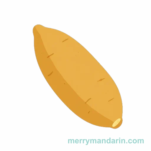 A whole sweet potato with a long tapered shape
