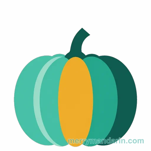 A whole pumpkin with a curved stem and ribbed sides