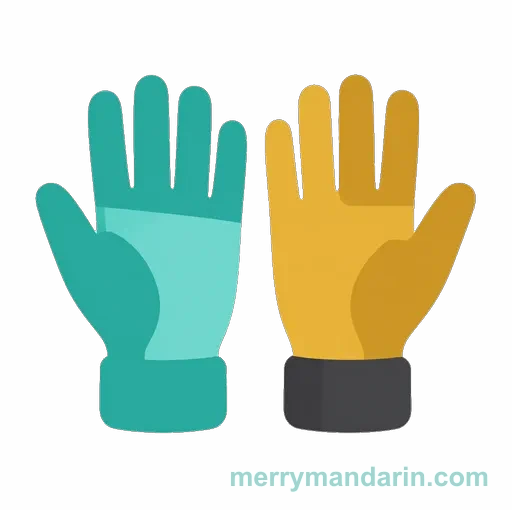 A pair of gloves laid side by side