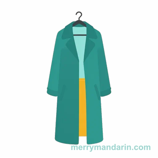 A long coat hanging from a clothes hanger