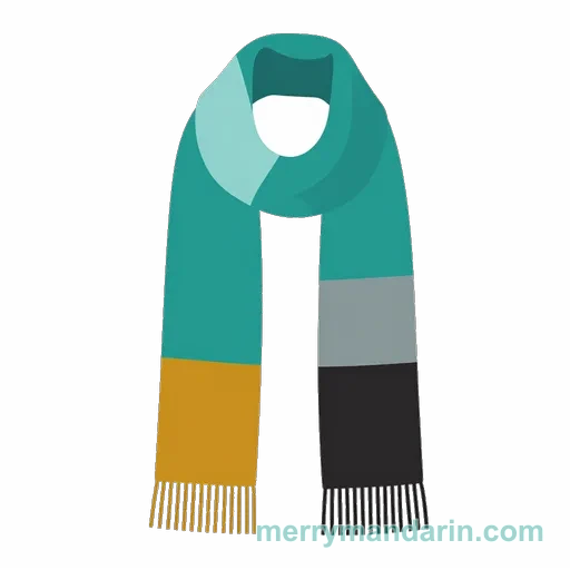 A long striped scarf with fringed ends