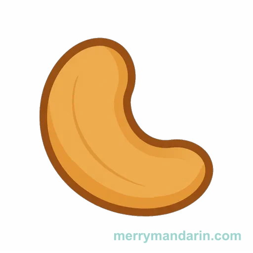 A curved kidney-shaped cashew nut