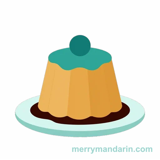 A golden molded pudding with sauce on a small plate