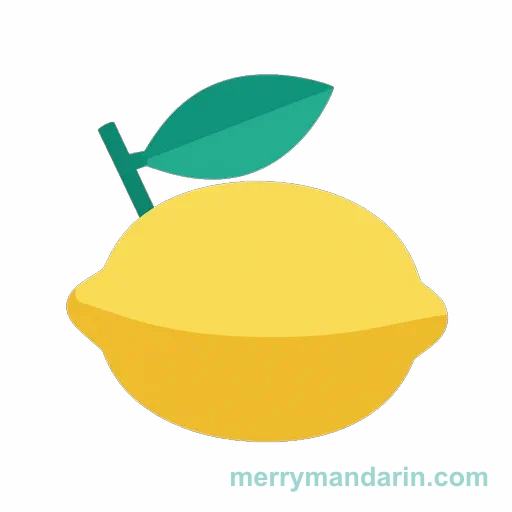 A yellow lemon with a short stem and one green leaf