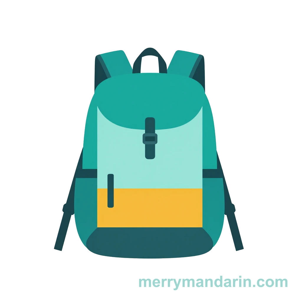 Illustration of a backpack, the Chinese word 背包 (bèibāo)