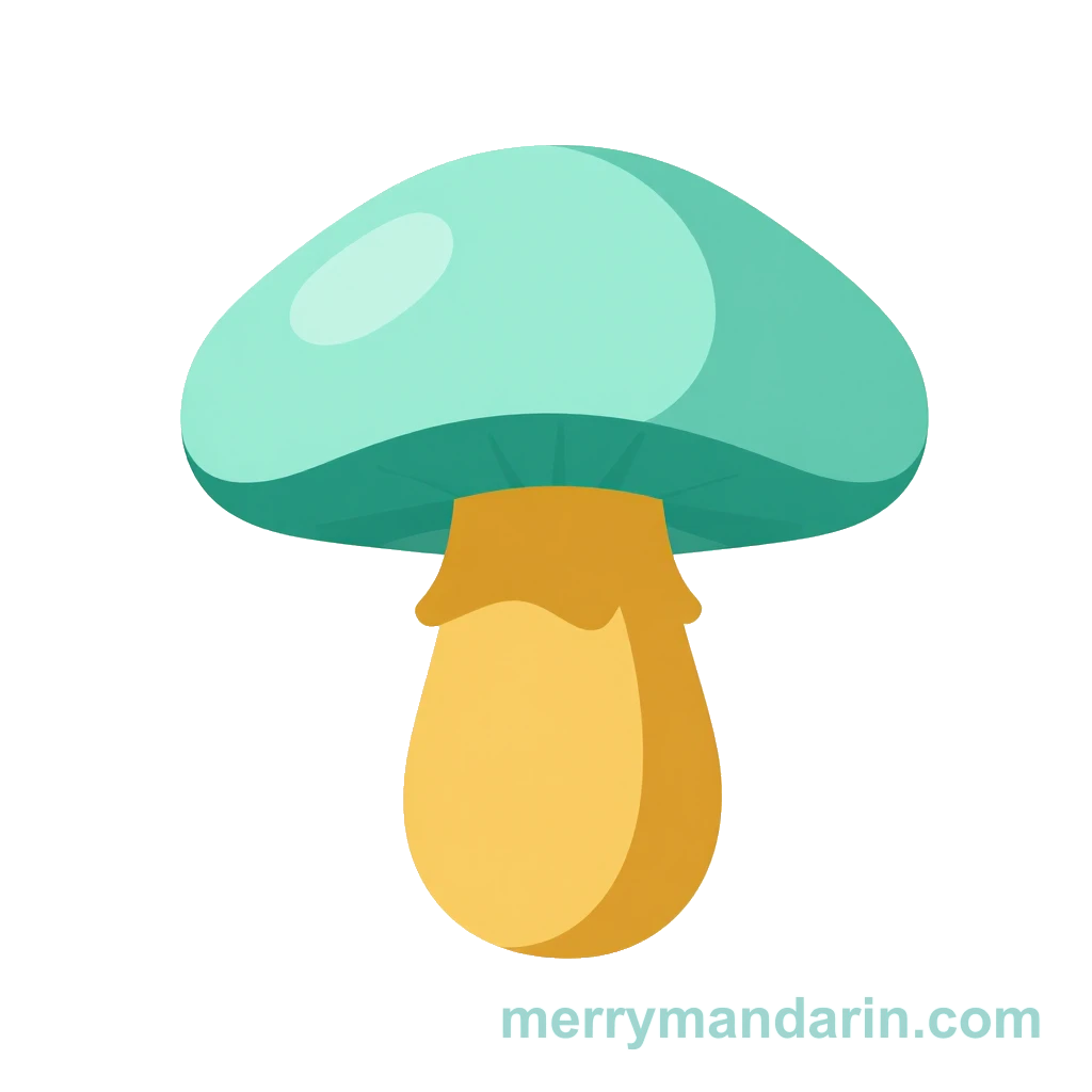 Illustration of a mushroom, the Chinese word 蘑菇 (mógu)