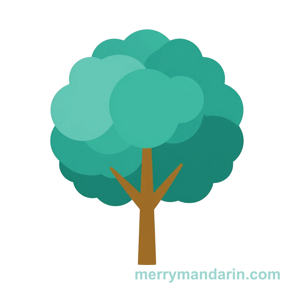 Illustration of a tree, the Chinese word 树 (shù)
