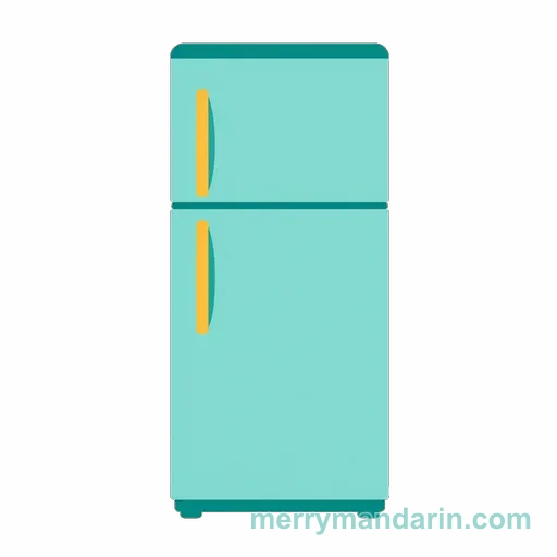 Illustration of a refrigerator, the Chinese word 冰箱 (bīngxiāng)