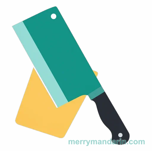 Illustration of a kitchen cleaver, the Chinese word 菜刀 (càidāo)