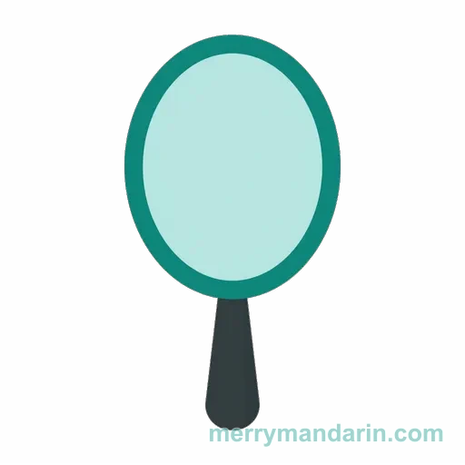 Illustration of a mirror, the Chinese word 镜子 (jìngzi)