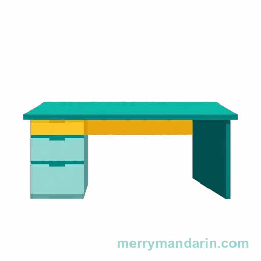 Illustration of a desk, the Chinese word 书桌 (shūzhuō)
