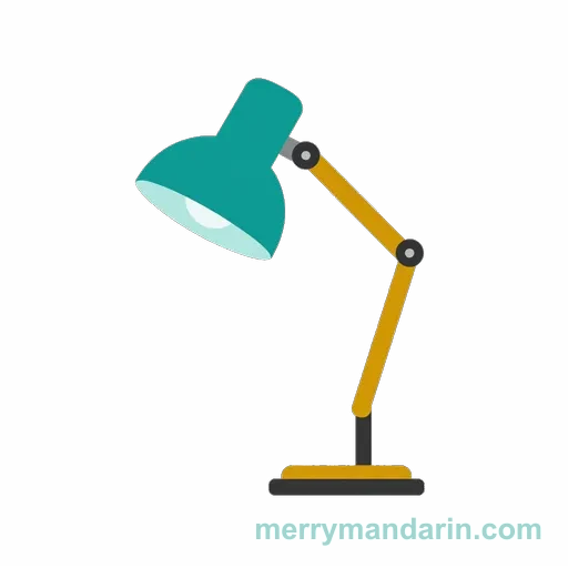 Illustration of a table lamp, the Chinese word 台灯 (táidēng)