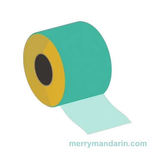 Illustration of a toilet paper roll, the Chinese word 卫生纸 (wèishēngzhǐ)
