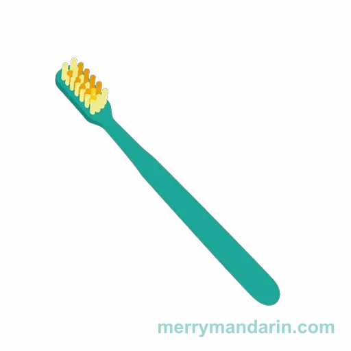 Illustration of a toothbrush, the Chinese word 牙刷 (yáshuā)
