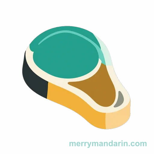A stylized cut of beef with a ring of fat around the edge