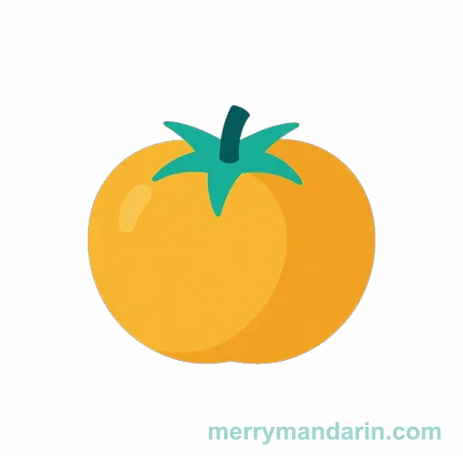 Illustration of a tomato, the Chinese word 番茄 (fānqié)