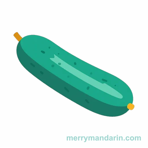Illustration of a cucumber, the Chinese word 黄瓜 (huángguā)