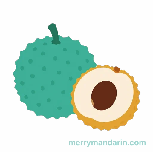 Illustration of lychee, the Chinese word 荔枝 (lìzhī)