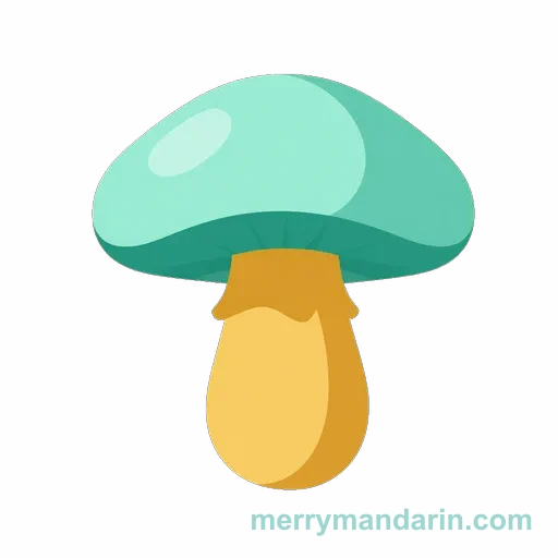 Illustration of a mushroom, the Chinese word 蘑菇 (mógu)