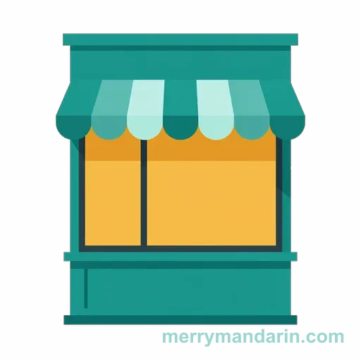 Illustration of a shop, the Chinese word 商店 (shāngdiàn)