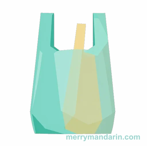 Illustration of a plastic bag, the Chinese word 塑料袋 (sùliàodài)