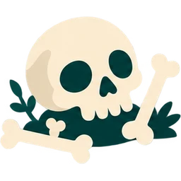 Pale skull and bones